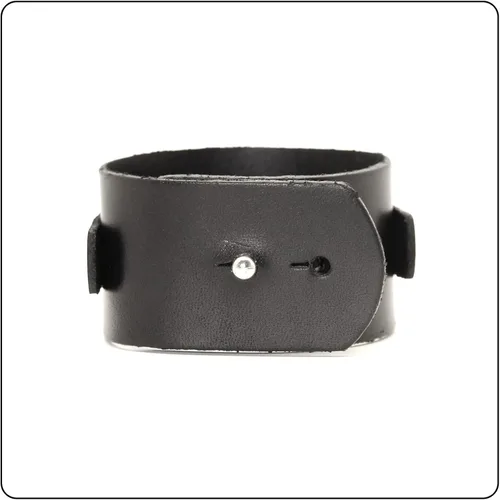 Vista 3 de Pulsera de cuero ancha con patrón de círculo punk rock