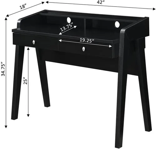 Vista 3 de Convenience Concepts Newport Deluxe - Escritorio con 2 cajones y estante, color negro