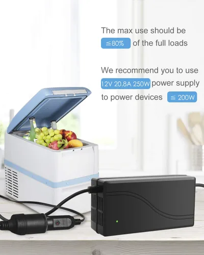 Vista 8 de ALITOVE Convertidor de CA a CC de 110 V a 12 V 20.8 A 250 W con enchufe para encendedor de cigarrillos de automóvil y cable de extensión