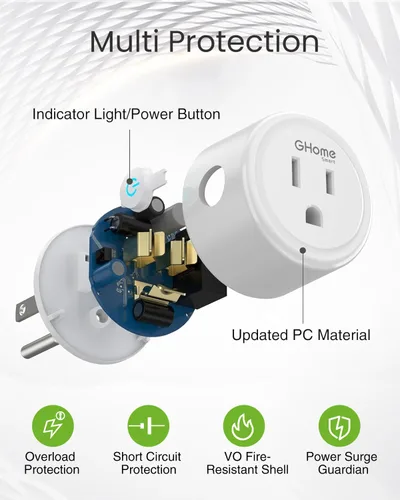 Vista 8 de GHome Smart Enchufe inteligente WiFi 5G 15A compatible con Alexa y Google Home, temporizador de salida, temporizador de salida WiFi para el hogar