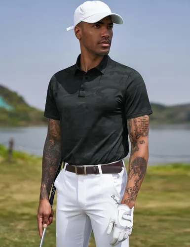 Vista 72 de TAPULCO Camisetas tipo polo de secado rápido para hombre, diseño de camuflaje, atléticas, ligeras, transpirables, casuales, para golf