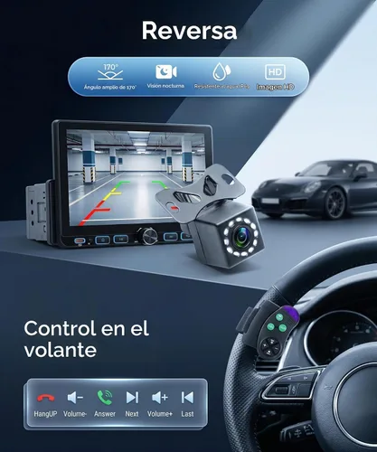 Vista 6 de Estéreo de coche de 7 pulgadas de un solo DIN con AM/FM/RDS inalámbrico/con cable Carplay Android Auto Bluetooth 5.2 IPS Pantalla MirrorLink SWC EQ