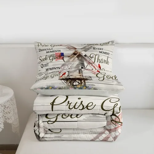 Vista 7 de Erosebridal Juego de edredón rústico de colibrí, juego de ropa de cama de molino de viento rústico para niños, adolescentes y adultos, relleno