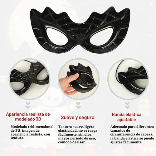 Vista 5 de HOTTERCOS Máscara de ojos de araña negra de Halloween, máscaras de mascarada, accesorios de disfraz para fiesta de cosplay