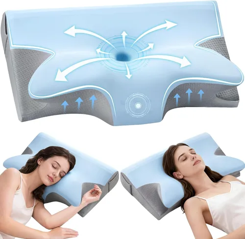 Vista 11 de Almohada cervical eficaz para aliviar el dolor para dormir, almohadas de espuma viscoelástica para apoyo del cuello, almohada lateral de contorno