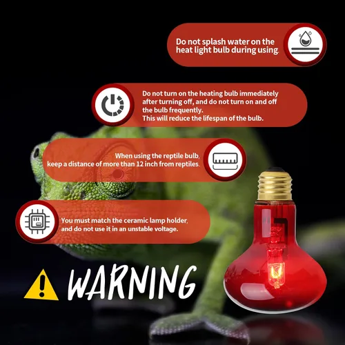 Vista 6 de Bombilla infrarroja para mascotas de 75 W, lámpara de calor de punto UVA para uso de reptiles y anfibios, Lagarto, tortuga, serpiente, camaleón