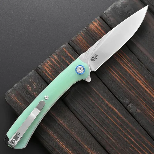 Vista 3 de Sitivien ST144 - Cuchillo plegable, hoja de acero 14C28N, cuchillo de bolsillo con mango G10 para acampar EDC al aire libre, supervivencia