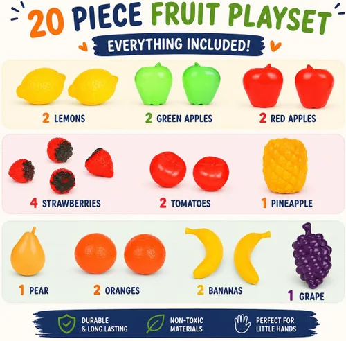 Vista 5 de Bolsa de frutas a tamaño real, set de juego para niños, de Liberty Imports