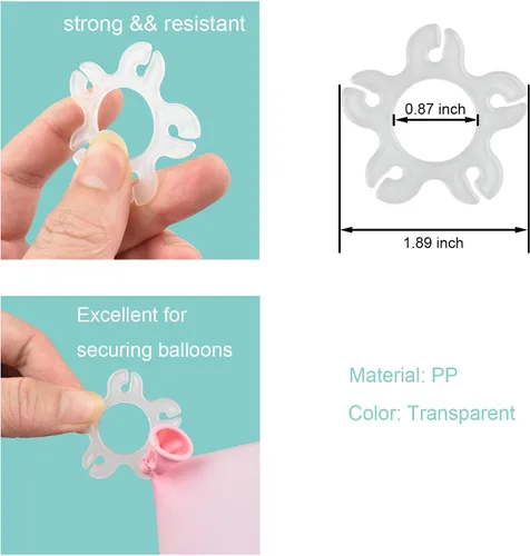 Vista 3 de Miliocry Clips para globos, 50 unidades, hebilla de soporte de arco de globos, conectores de flores para globos, soportes de clip para decoración