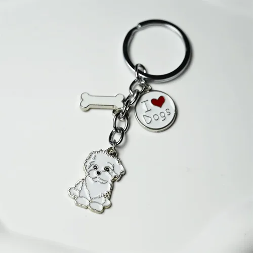 Vista 2 de Llavero para perro, lindo llavero de perro para mascotas, mini llavero de metal
