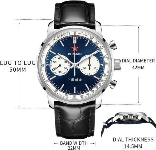 Vista 14 de SEAKOSS Pilot Chronograph Panda Dialplate 42mm Men Mechanical Original 1963 ST1901 Movement Hand-Winding Wrist Watch wth Gooseneck