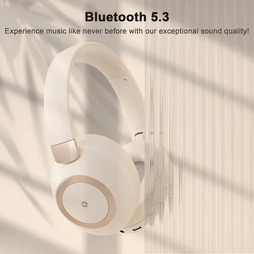 Vista 4 de Audífonos con cancelación activa de ruido, 100 horas de reproducción, auriculares Bluetooth inalámbricos, auriculares Bluetooth con micrófono