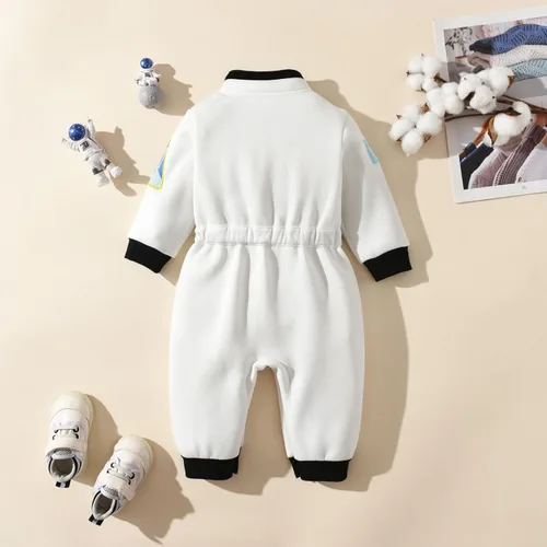 Vista 7 de Disfraz de astronauta para bebé, niño y niña, traje de Halloween, enterizo espacial con capucha, mameluco con capucha, ropa de cosplay