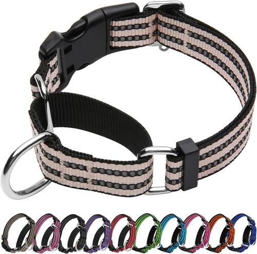 Vista 26 de Martingale - Collar reflectante de nailon ajustable con hebilla de liberación rápida, collares de entrenamiento para perros pequeños, medianos