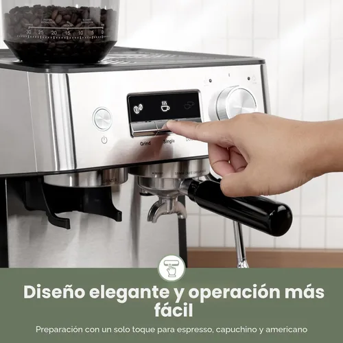 Vista 7 de Gevi Máquina de café expreso de 20 barras con molinillo y varita de vapor