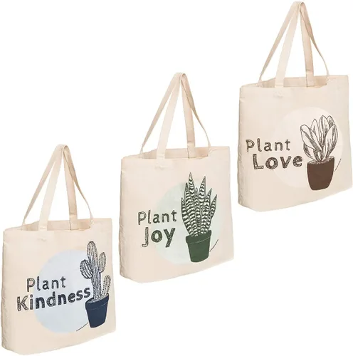 Vista 6 de Bolsa de lona, diseño animal, refuerzo resistente, 100% algodón natural, para compras, comestibles, laptop (T-GROW)