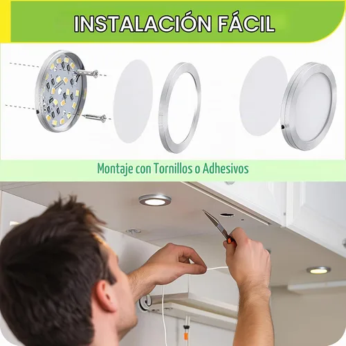 Vista 3 de Kit de luces LED enlazables, control remoto inalámbrico, regulable, luces debajo y sobre el gabinete, 120 voltios de pared, iluminación eléctrica 3