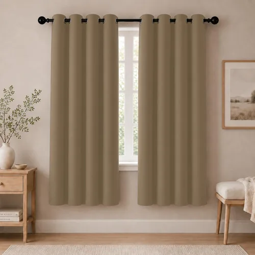 Vista 53 de Cortinas de oscurecimiento de habitación de 45 pulgadas de largo para dormitorio y sala de estar, cortinas térmicas aislantes con ojales