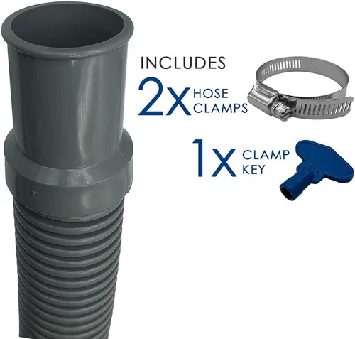 Vista 2 de Puri Tech Manguera de conexión de filtro de piscina resistente sobre el suelo, válvula de 1.25 pulgadas x 6 pies abrazaderas incluidas, conecta