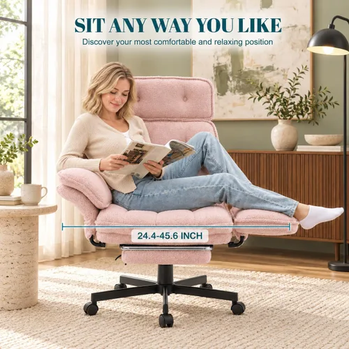 Vista 5 de Silla de oficina Criss Cross con ruedas, brazos abatibles y reposacabezas Rosa