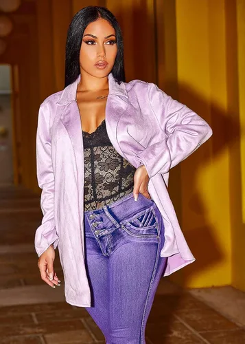 Vista 3 de Jeans levantadores de glúteos para mujer - Jeans Levanta cola ajustados de cintura alta elásticos