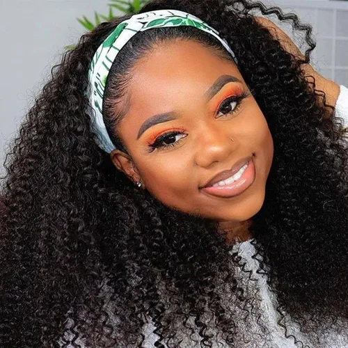Vista 26 de Boopwine Peluca de cabello humano rizado con diadema para mujeres negras, 28 pulgadas, sin pegamento, sin encaje frontal, peluca de cabello virgen