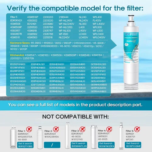 Vista 2 de ICEPURE Alkaline 4396508 Filtro de agua para refrigerador de reemplazo para EDR5RXD1, EveryDrop Filtro 5, Whirlpool 4396510, 4392857, 4396547, 9085