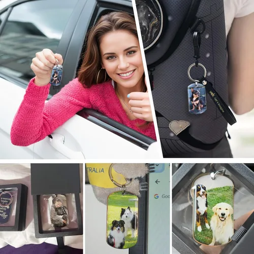 Vista 5 de Funnylife Llavero Conmemorativo Personalizado con Foto de Perro de Acero Inoxidable Llavero Personalizado de Memoria de Mascota Regalos