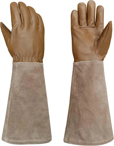Vista 9 de Rose Pruning Gloves with Forearm Protection, Thorn Resistant Embroidery Design with Extra Long Cuff for Gardening and Pruning Tasks Rosa rojo