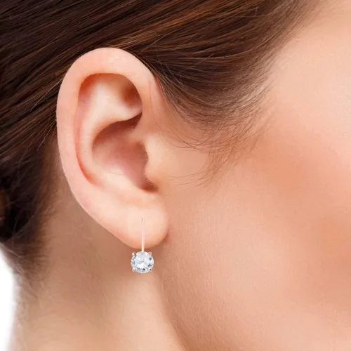 Vista 4 de MauliJewels 0.30 Carat Round Lab Grown Diamond Leverback Earrings for Women in 14K Rose, White & Yellow Gold, 4-Prong Design, H-I Color SI1 Clarity