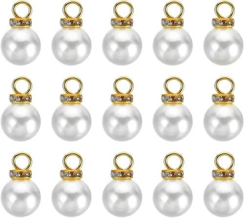 Vista 20 de PATIKIL 100 cuentas de perlas de perlas de imitación con diamantes de imitación DIY para hacer joyas, pulseras y aretes Plateado blanco