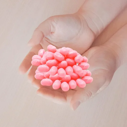 Vista 5 de Needzo Jelly Bean Pink Bubble Gum - Gomitas con sabor a chicle, caramelos masticables de tamaño bocado para compartir, recuerdos de fiesta de dulces
