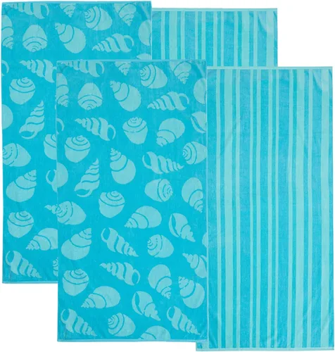 Vista 9 de Great Bay Home Toallas de playa 100% algodón, paquete de 4 toallas de piscina de 30 x 60 pulgadas, toallas absorbentes y de secado rápido