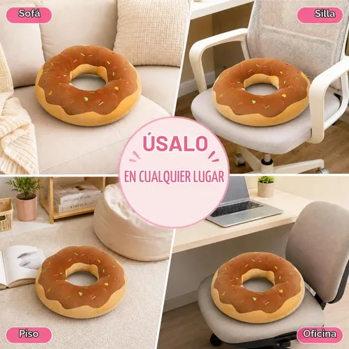 Vista 7 de ChezMax Almohada redonda de 16 pulgadas, suave cojín decorativo con forma de rosquilla de chocolate, cómodo cojín de felpa divertido y lindo relleno