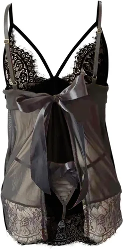 Vista 3 de Lencería de encaje para mujer, babydoll para sexo, traviesa, sexy, sin espalda, camisones exóticos, camisón de novia, cuello en V, ropa de dormir
