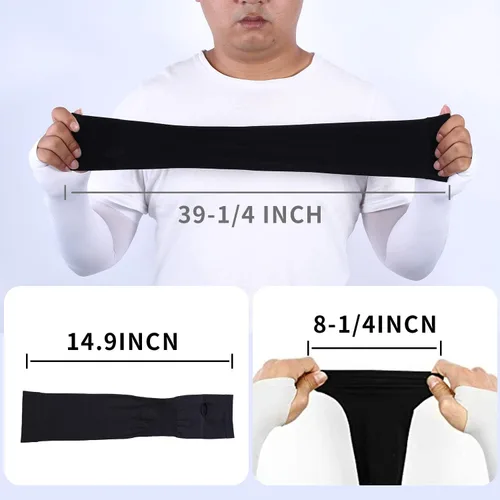 Vista 5 de KUHNMARVIN 2 Pares de Mangas de Brazo de Compresión con Protección UV Refrescantes Mangas de Sol Cobertura de Tatuajes Mangas de Brazo