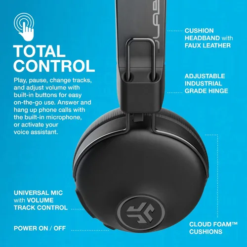 Vista 4 de JLab Studio ANC, auriculares inalámbricos con cancelación activa de ruido, auriculares Bluetooth plegables, color negro