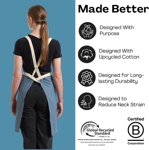 Vista 6 de MEEMA Chef Cross Back Aprons for Women with Pockets for Cooking, Baking