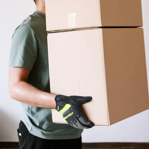 Vista 7 de HANDLANDY Guantes de trabajo para hombre, pantalla táctil, guantes de mecánico, ajuste flexible y transpirable, nudillos y palma acolchados