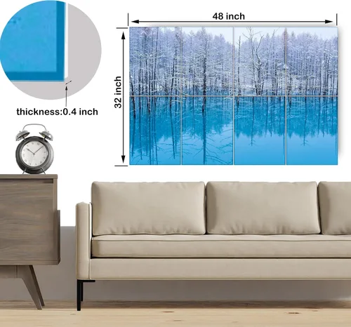 Vista 6 de Paquete de 8 paneles acústicos de arte de pared, paneles autoadhesivos de amortiguación absorbentes de sonido de 48 x 32 pulgadas