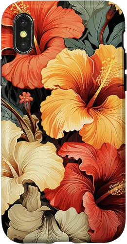 Vista 5 de Hawaiian Tropical Design Yellow Red Hibiscus Plumeria Case for iPhone 17