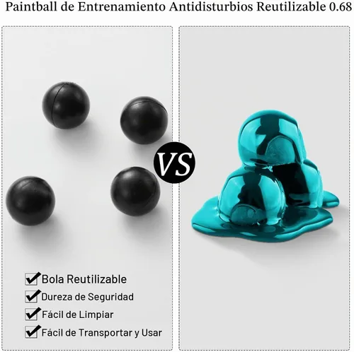 Vista 3 de Civaner Proyectiles de calibre 150 x 68/61 para defensa y práctica, bolas de paintball 68 rompedoras reutilizables, proyectiles sólidos de nylon