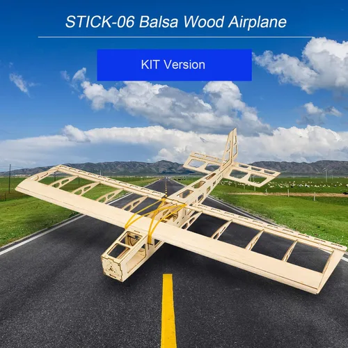Vista 7 de mewmewcat Rc Avión, Dancing Hobby R03 STICK-06 Avión 22.835 in Pan Balsa Madera Aviones DIY Juguete Volador para Adultos al Aire Libre Kit Versión