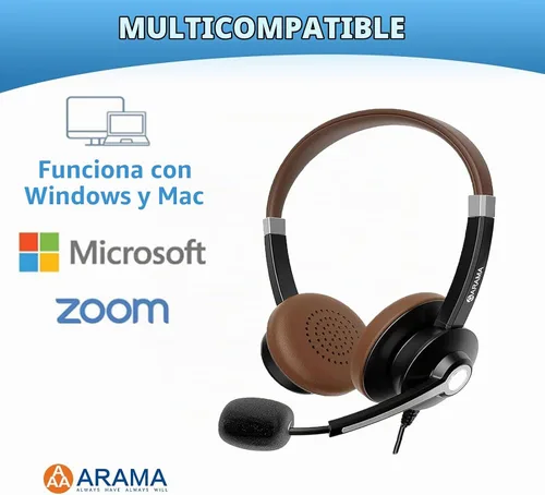 Vista 6 de Arama Auriculares USB con micrófono para PC, USB-C/A y conector de 0.1 in