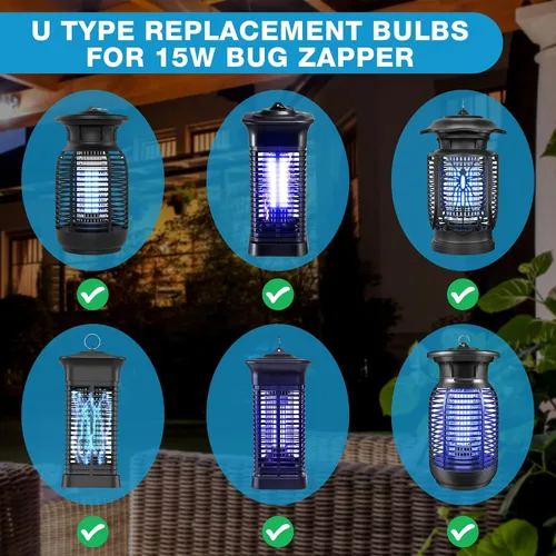 Vista 4 de Bug Zapper - Bombilla de repuesto tipo U, 15 W, E26, E27, compatible con Homesuit, Keuomy, Yluces, Yissvic, Powify y otros modelos Bug Zapper