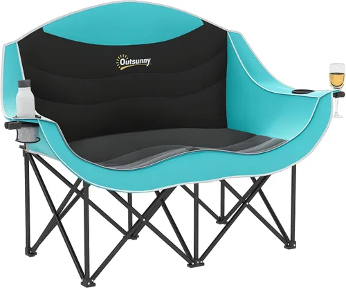 Vista 11 de Outsunny Double Camping Chair for Adults, Padded Folding Camp Chair for 2 Person with Armrest, Wine Glass Holder, Cup Holder, Carry Bag for Outdoor
