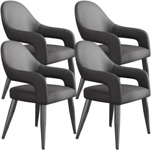 Vista 12 de YVYKFZD Leather Dining Chairs, Leisure Kitchen Chairs Set, Upholstered Dining Room Chairs with Backrest, Lounge Armchair Comfy Side Chair, for Brown