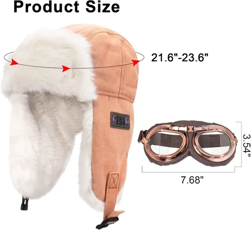 Vista 7 de Peicees Sombrero de aviador con gafas, disfraz para adultos y niños, sombrero de piloto vintage para hombres y mujeres, sombrero de trampero