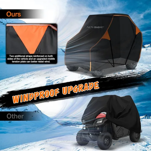 Vista 3 de NOVSIGHT Cubierta UTV para 2 a 3 pasajeros, resistente 420D Oxford impermeable lado a lado, sistema de correa cruzada resistente al viento