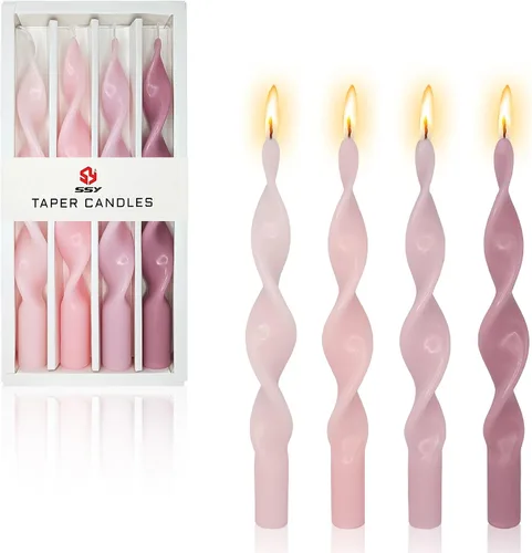 Vista 55 de SM101 - Vela cónica roja, velas en espiral de 10 pulgadas, velas largas cónicas sin goteo para cena, mesa de comedor, boda, fiesta, fiesta, Rojo